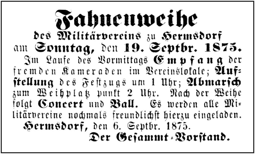 1875-09-19 Hdf Militaerverein Fahnenweihe